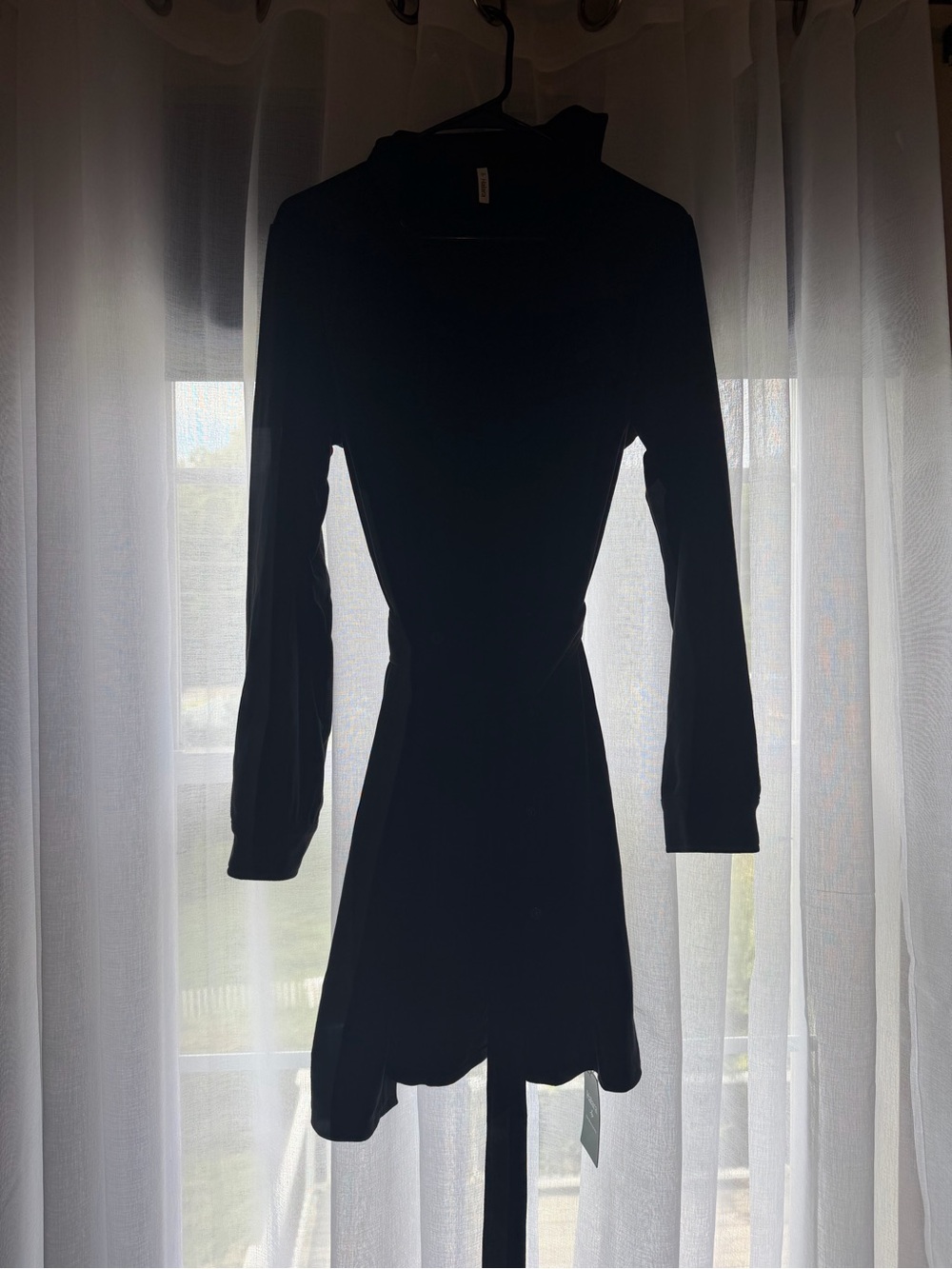 Black Long Sleeve Shirt Dress - Women
